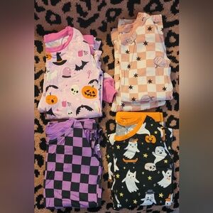 Little Sleepies Pink and Orange And Dreamzzz Checkered Bamboo Pj Sets Bundle